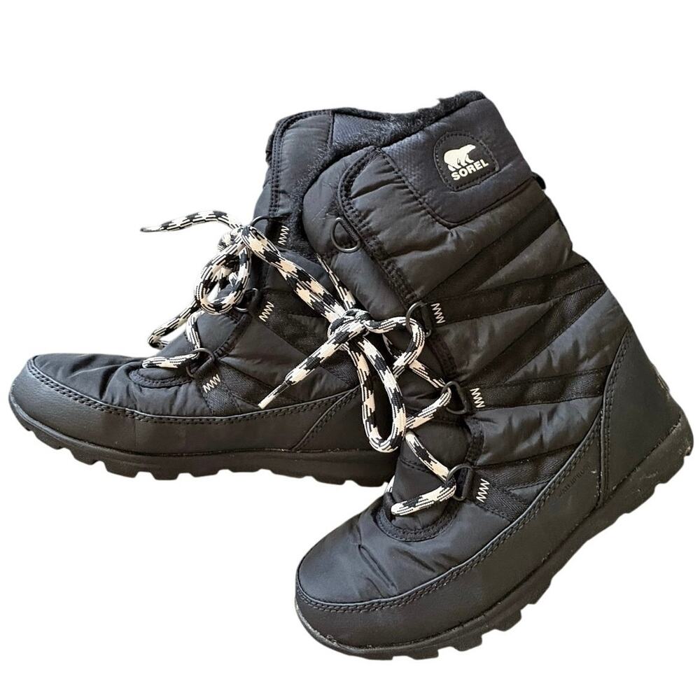 Sorel Women's Whitney Tall Lace Snow Boot (Black/Sea Salt) Sz7.5 GORPCORE